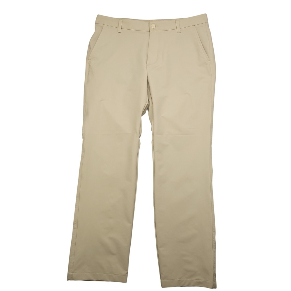 Under Armour Men's Golf Pants Flat Front Tan‎ Size 36x32 Polyester Perfromance